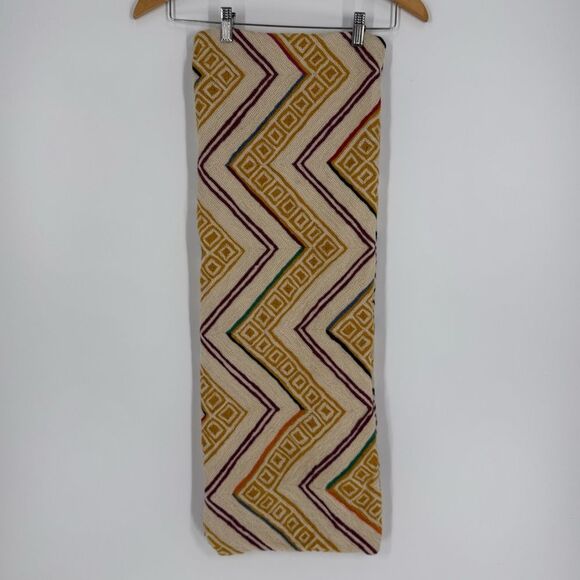 Anthropologie Hand-Embroidered Wool Pillow Cover – Geometric Zigzag, 12”x35” - Picture 3 of 9